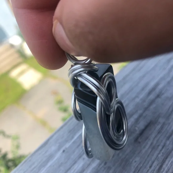 Silver Tone Wire Wrapped Pendant - Picture 9 of 15